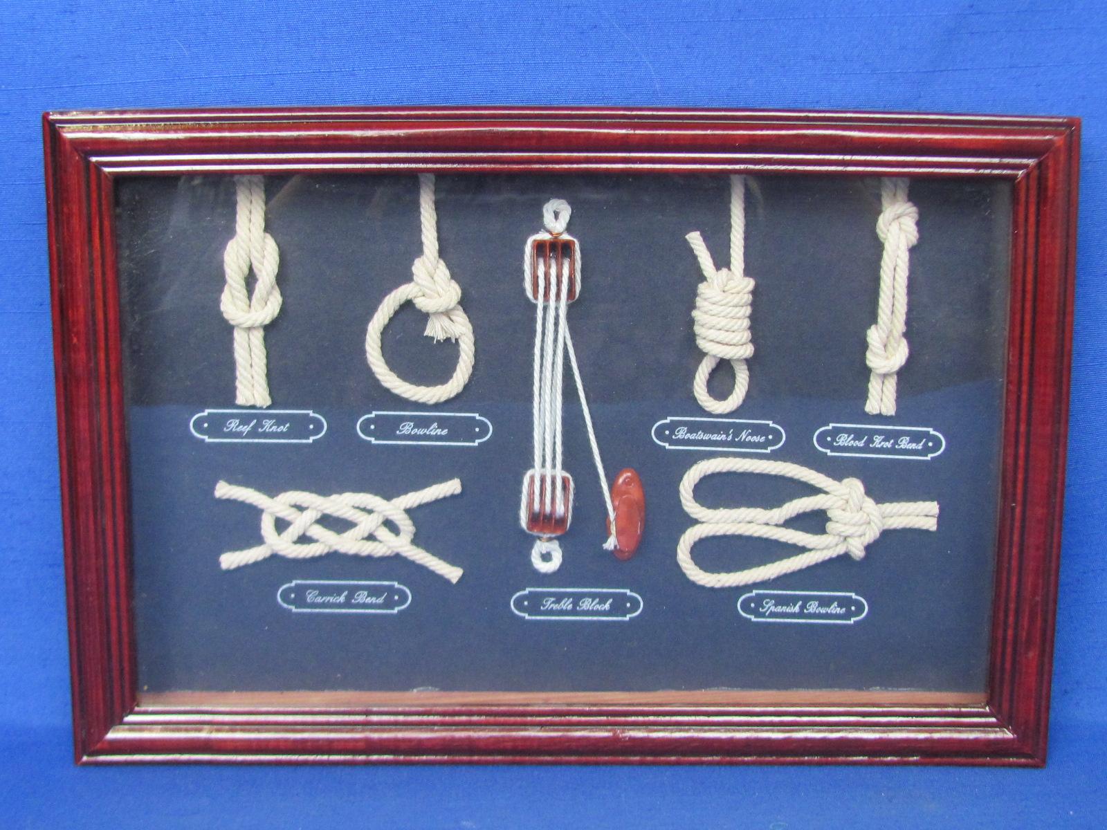 Framed Display of Nautical Knots – Wood Frame is 11 3/4” x 8”