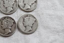 10 Vintage Mercury Silver Dimes