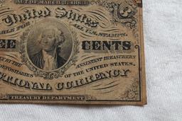 1863 United States Fractional Three Cents Bill