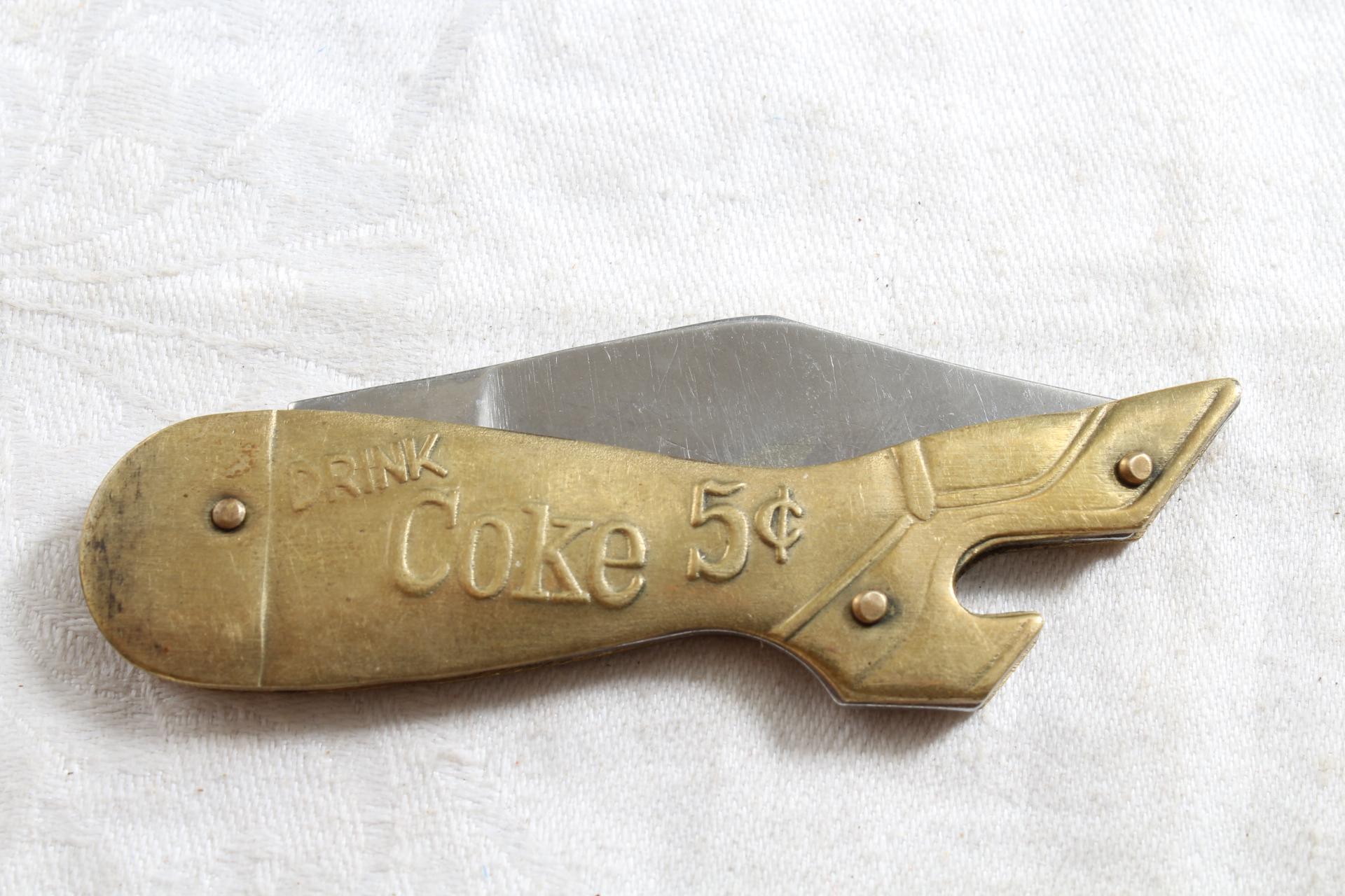 Coca Cola Coke Advertising Goldtone Shoe Figural Pocket Knife Noveltycut