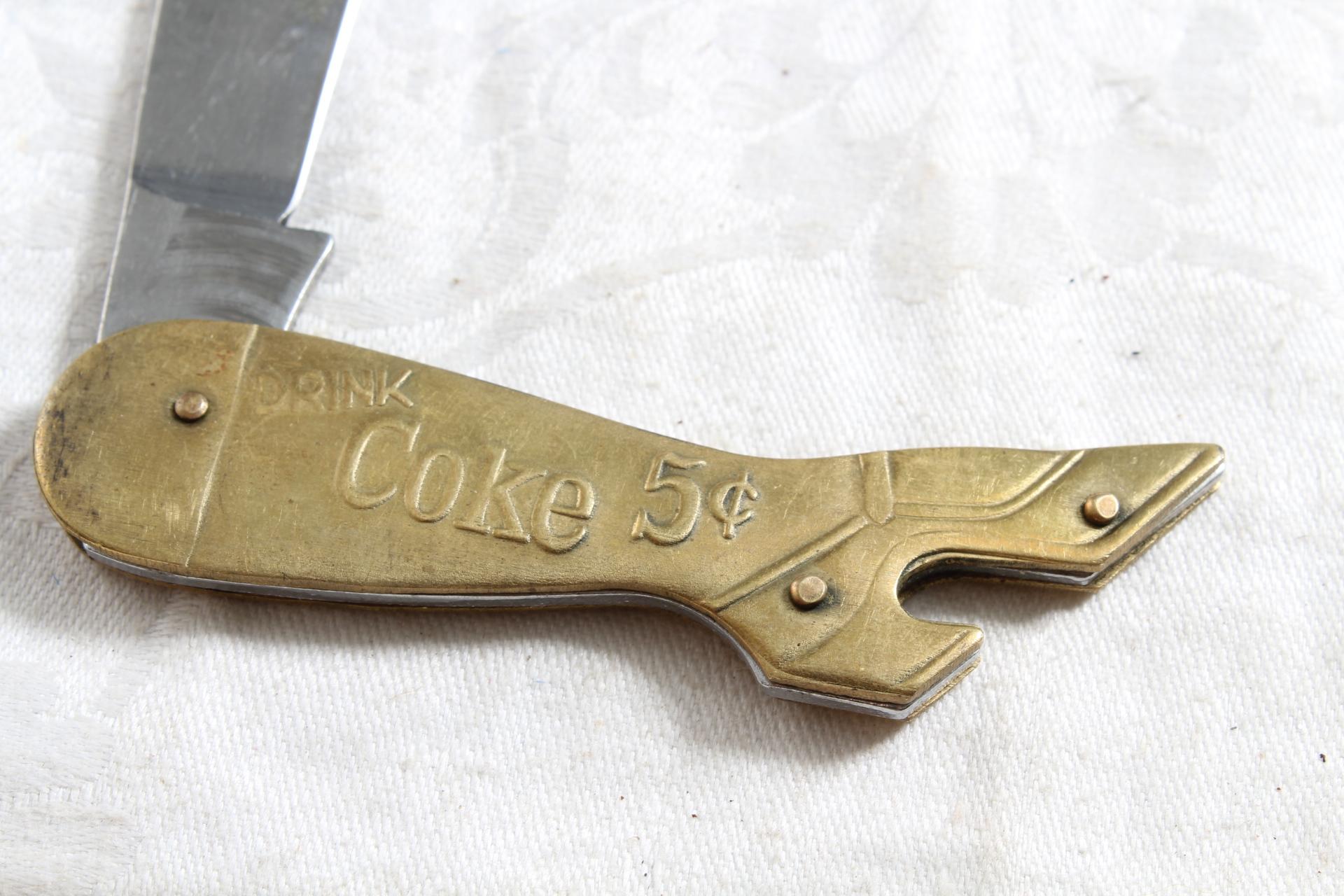 Coca Cola Coke Advertising Goldtone Shoe Figural Pocket Knife Noveltycut