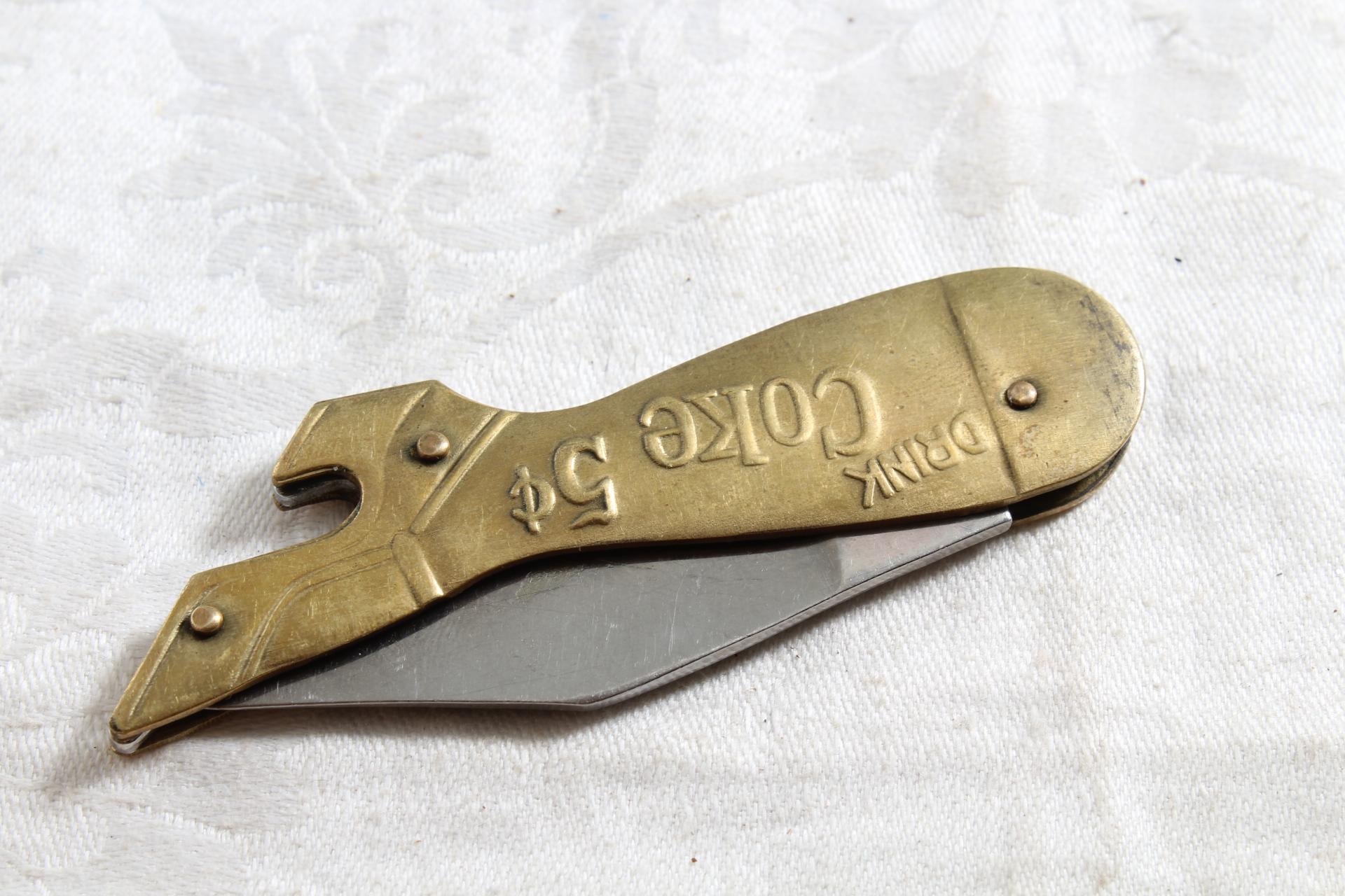 Coca Cola Coke Advertising Goldtone Shoe Figural Pocket Knife Noveltycut