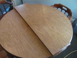 Round Table w/ 4 wood chairs and Leaf (11 3/4” W) 47” Diam x 29” T -