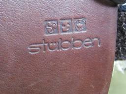 Stubben 18” Brown Leather Saddle w/cover and stirrups (see lot 13 for pad)