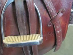 Stubben 17.5” Brown Leather Saddle w/stirrups  (see lot 13 for pad)