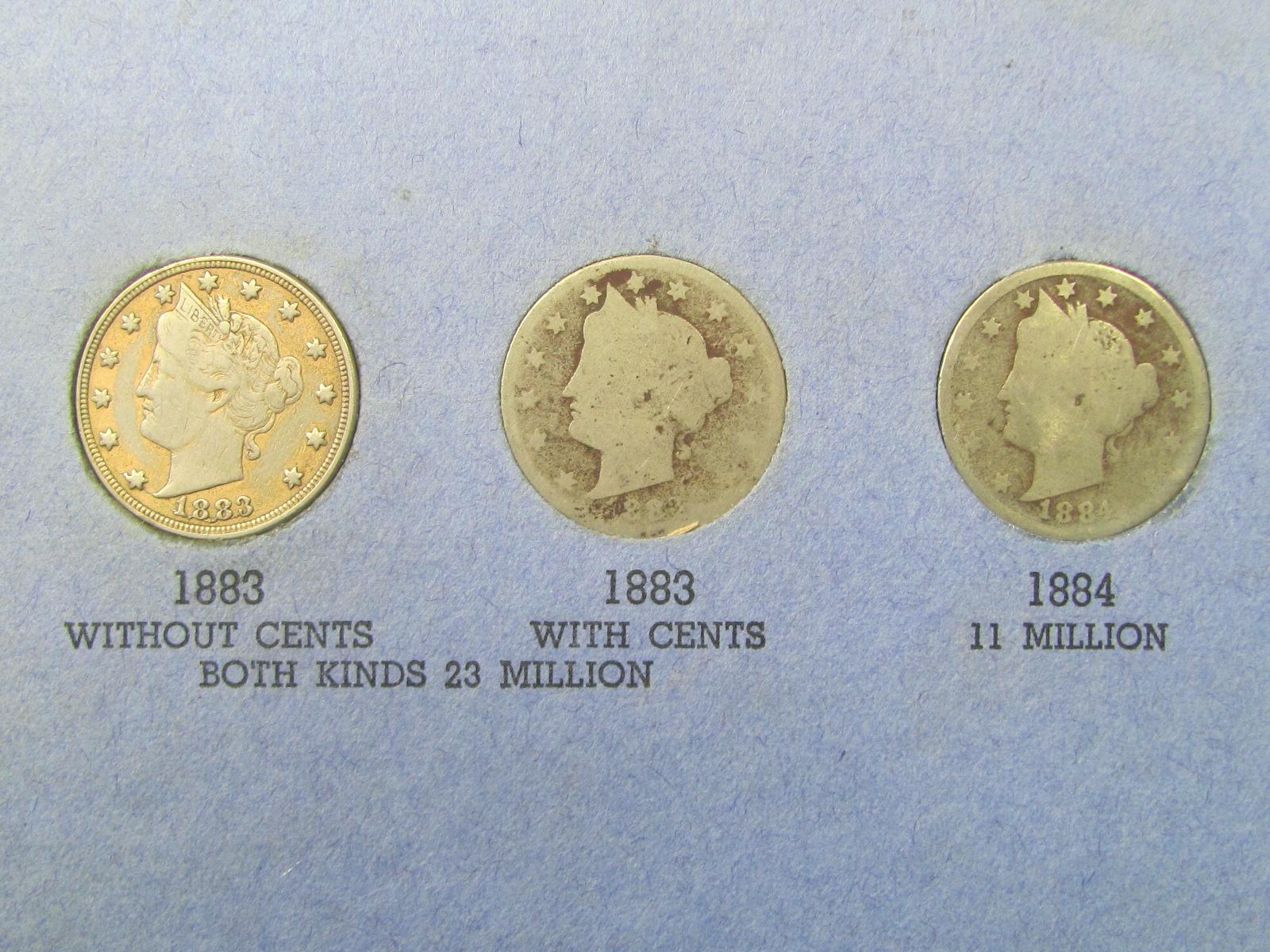 Liberty Head nickel book (missing: 1885, 1886, 1888, 1890 & 1912-S 28 coins)