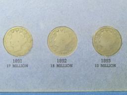 Liberty Head nickel book (missing: 1885, 1886, 1888, 1890 & 1912-S 28 coins)