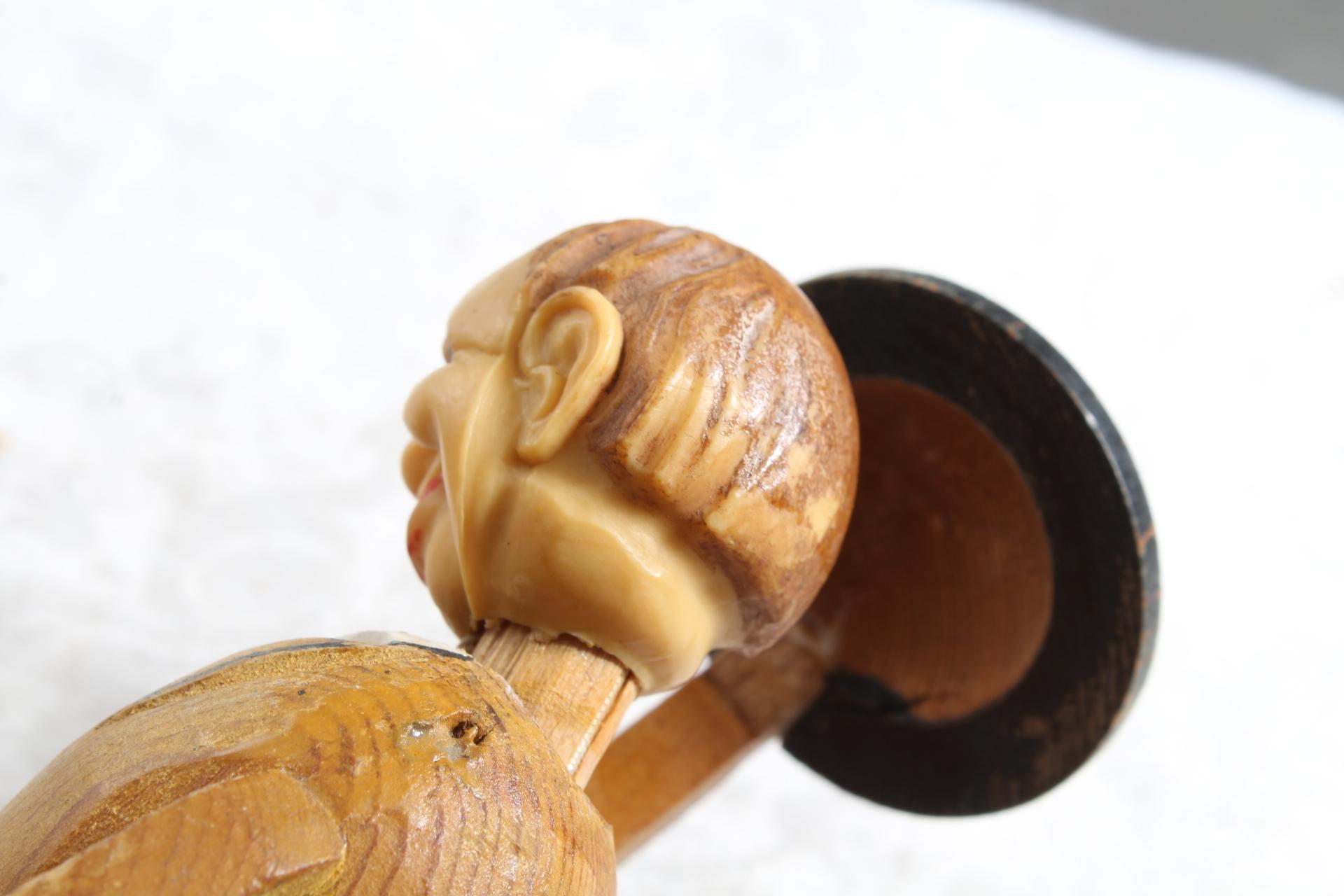 Vintage German Wood Carved Wine Bottle Cork Stopper Anri?