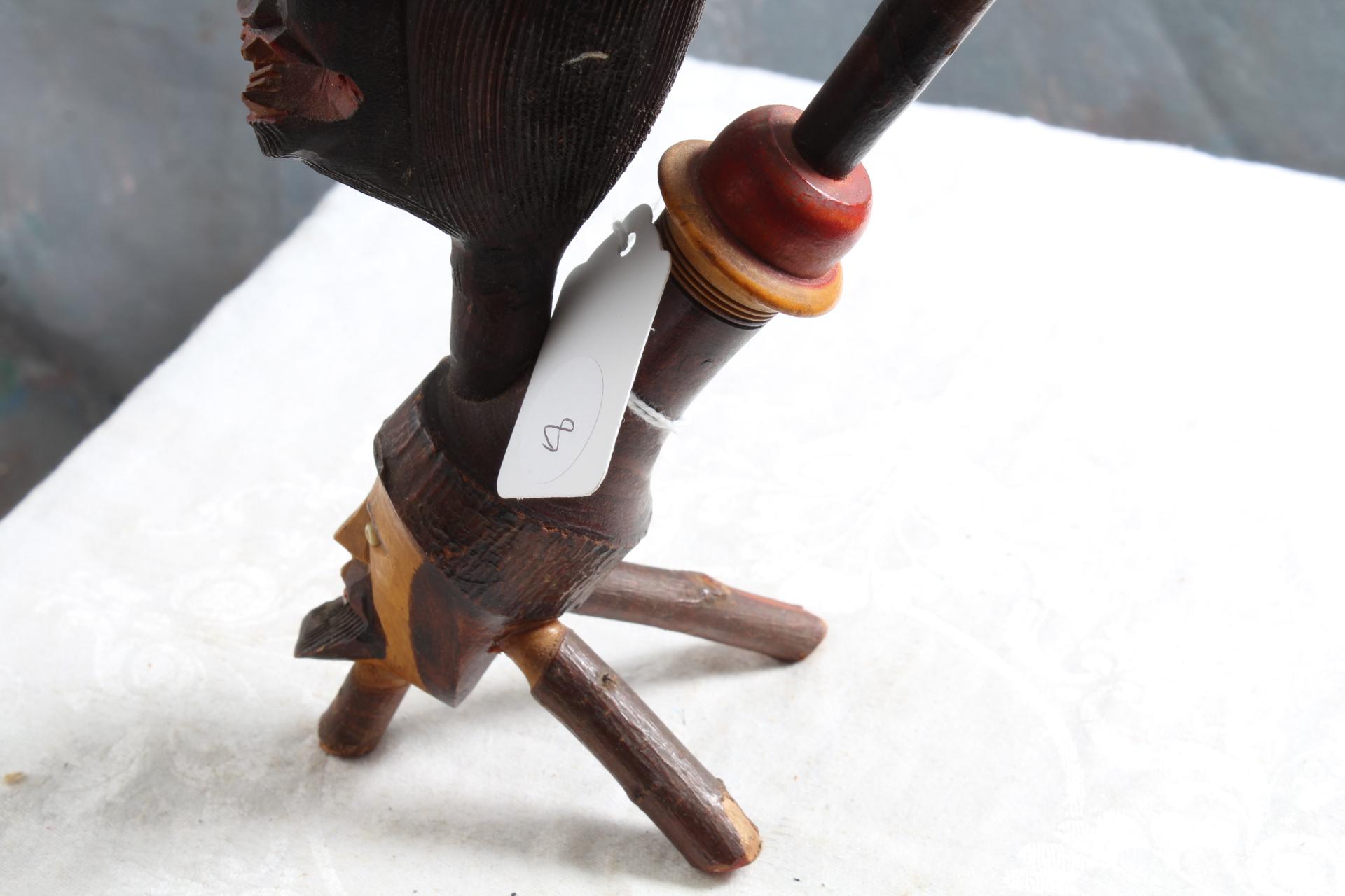 Vintage Hand carved Figural Tree Limb Branch Smoking Pipe Wolf & Woodsman