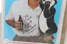 Rare Hamm's Beer - Signed Wally The Beer Man 14" x 8 1/2" Poster with Hamm's Bear