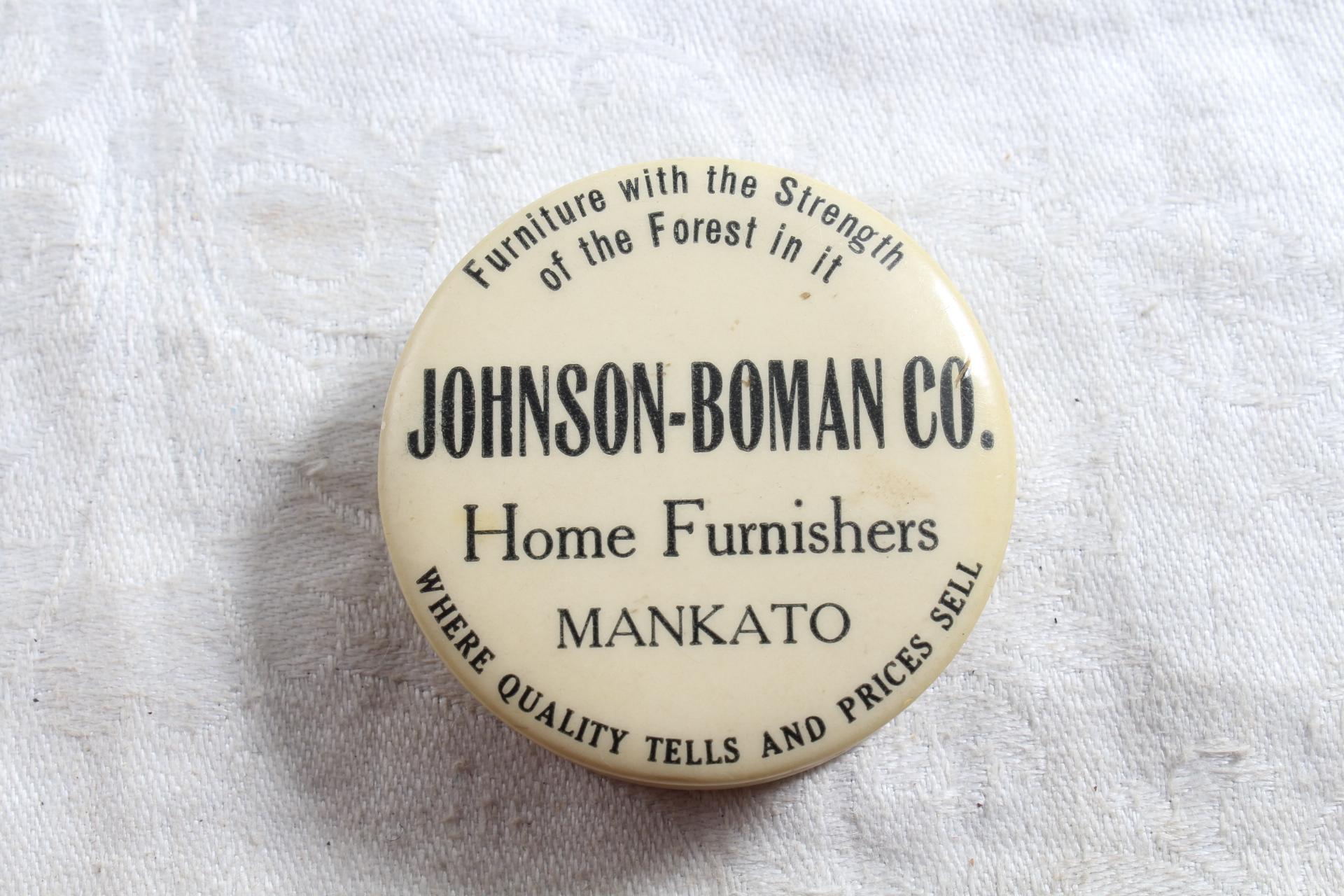 Mid-Century Celluloid Tape Measure Advertising Johnson-Boman Co. Mankato, Minnesota
