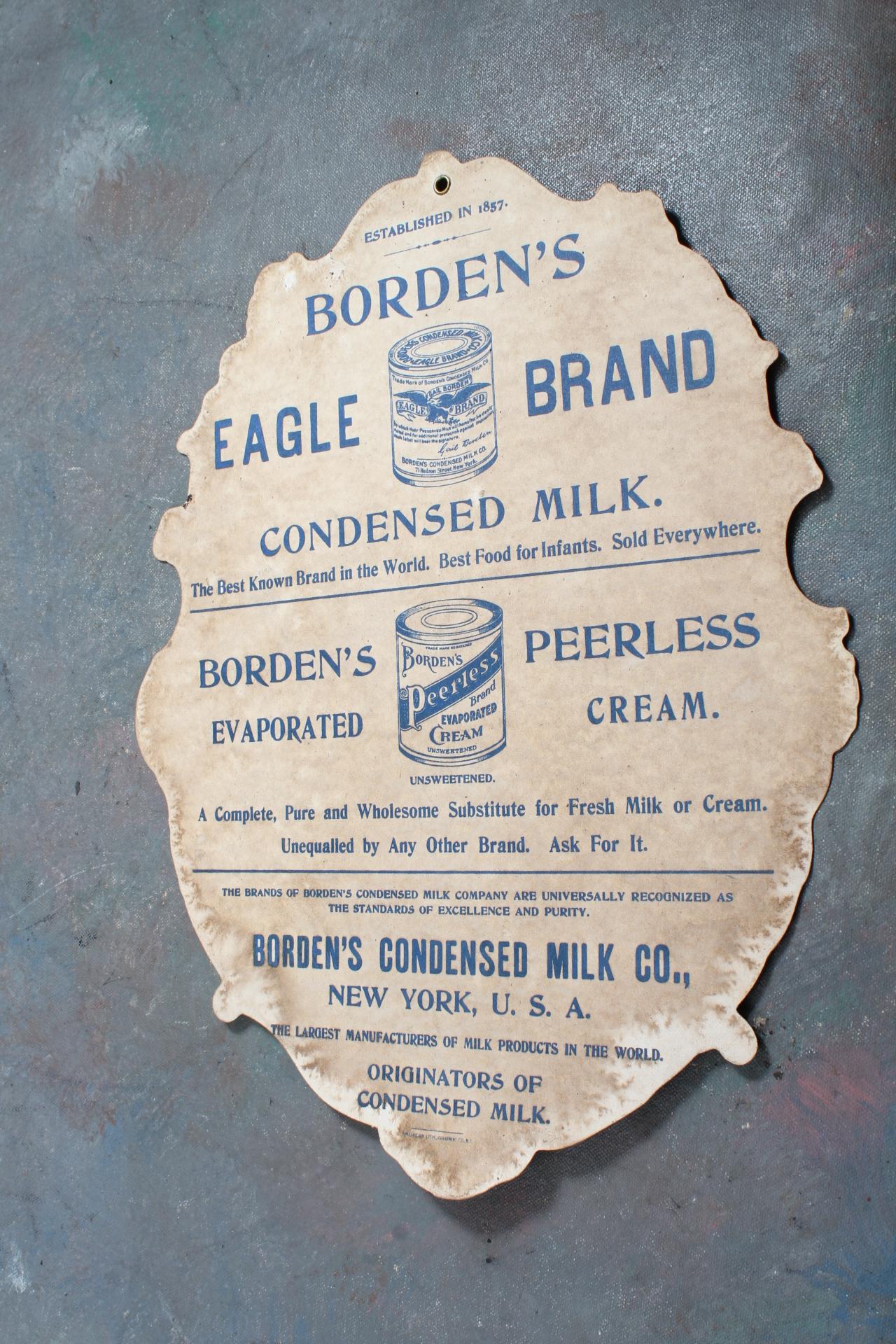 Victorian Borden's Eagle Brand Condensed Milk General Store Fan Pull 12 1/2" x 9 3/4"