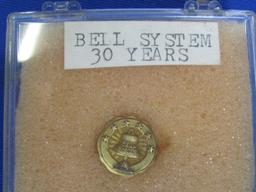 30 Year Service Pin – Bell System – 10 Kt  – Weight is 1.9 grams