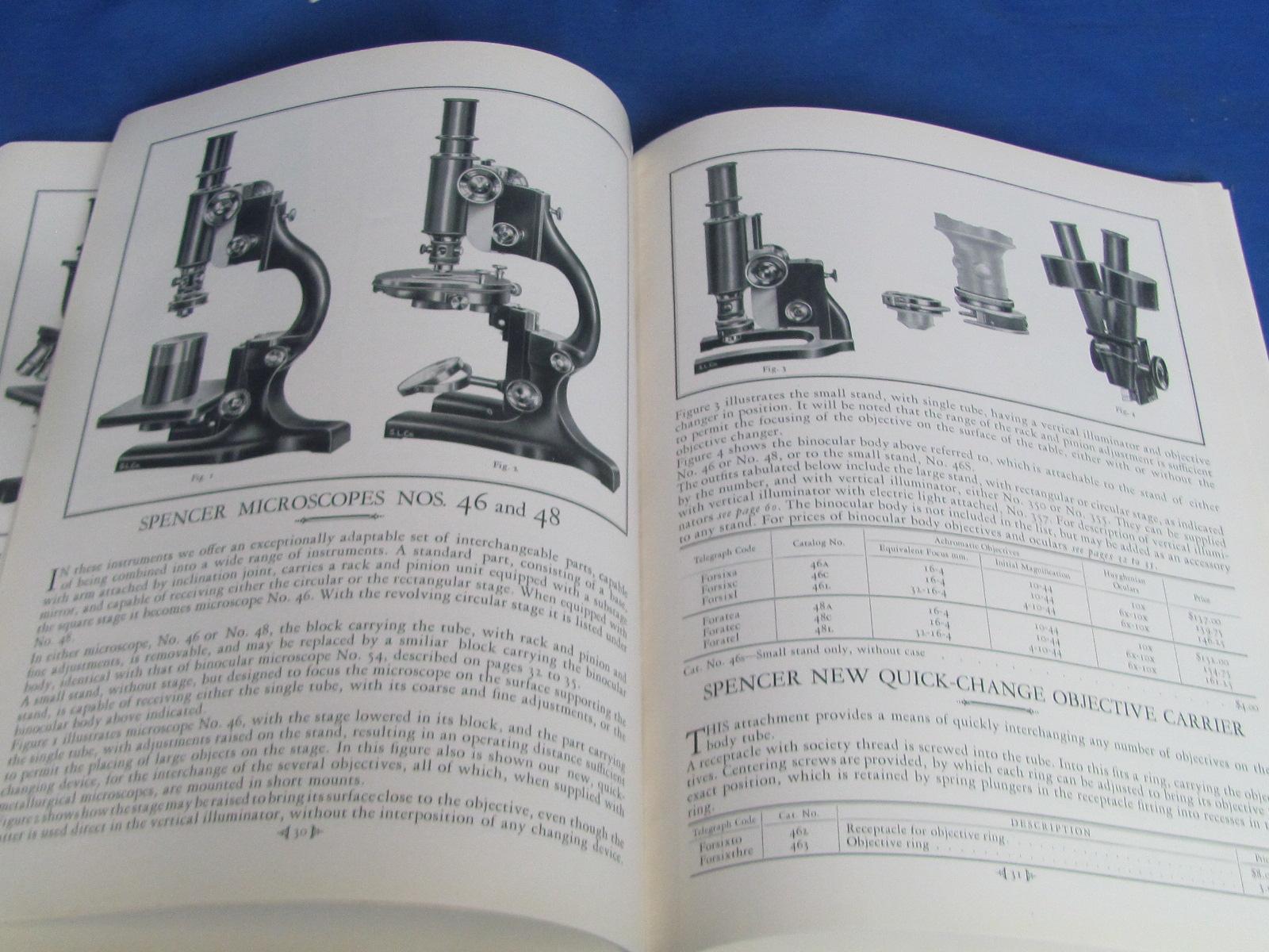 1925 Spencer Lens Company Catalogue – Buffalo NY USA – Microscopes. Projectors,