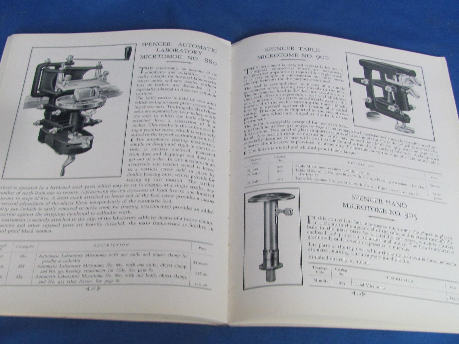 1925 Spencer Lens Company Catalogue – Buffalo NY USA – Microscopes. Projectors,