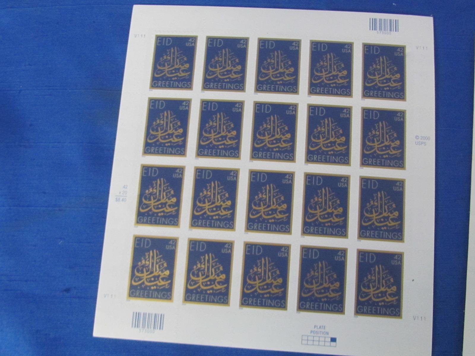 US Stamps – Full Sheets – Holidays: Hanukkah, Kwanzaa, Eid, Chinese New Year