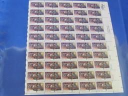 USA Postage 7 Sheets 1 8 cent LBJ, &10 c. Bicentennial, Military, Commerce Banking - $30.56 Value