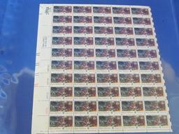 USA Postage 7 Sheets 1 8 cent LBJ, &10 c. Bicentennial, Military, Commerce Banking - $30.56 Value