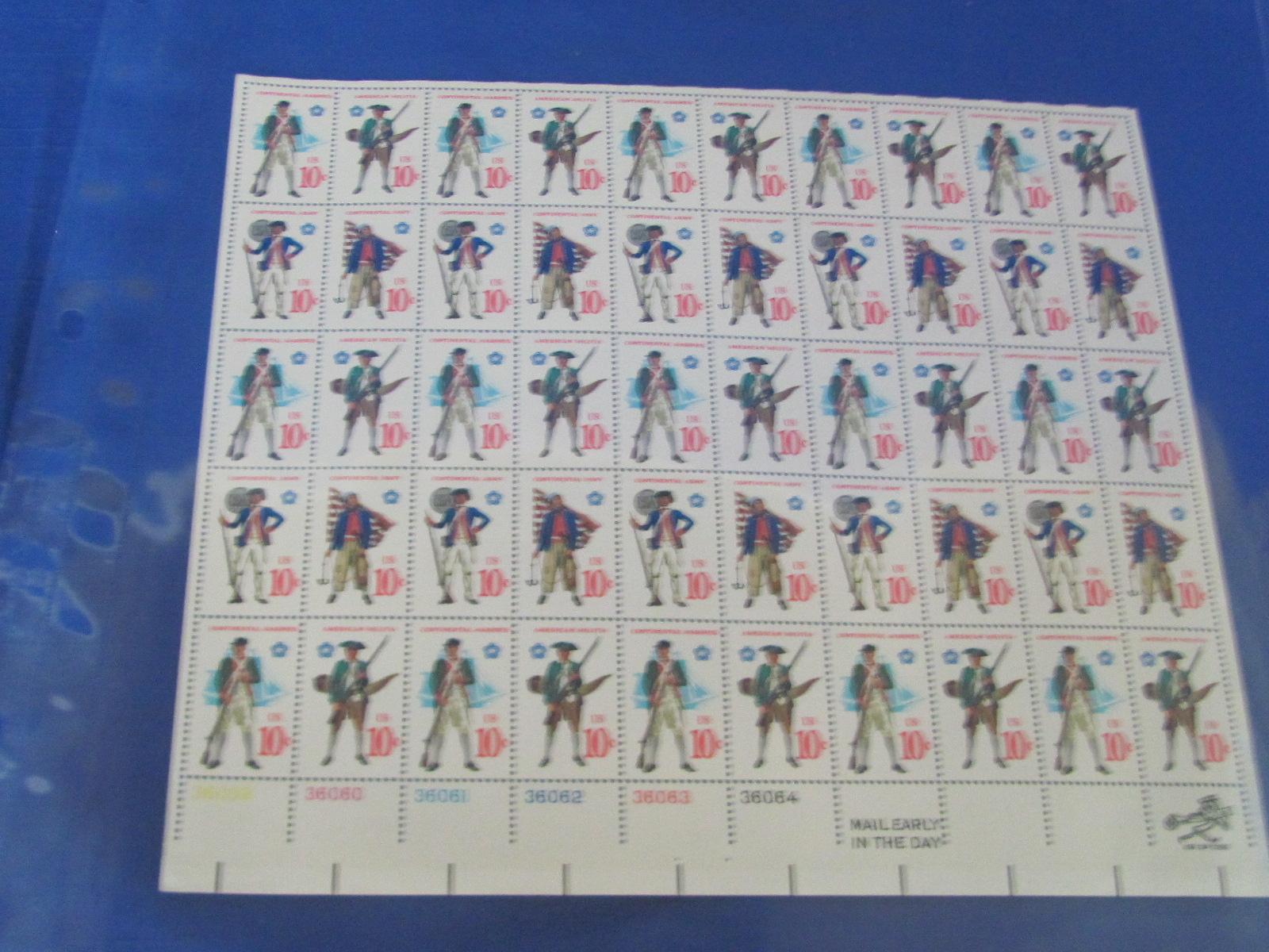 USA Postage 7 Sheets 1 8 cent LBJ, &10 c. Bicentennial, Military, Commerce Banking - $30.56 Value