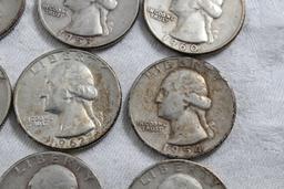 Vintage $10.00 Roll of All Washington Silver Quarters 40 in All