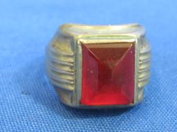 Vintage Sterling Silver Ring with Red Stone – Size 9.5 – Total weight is 6.1 grams