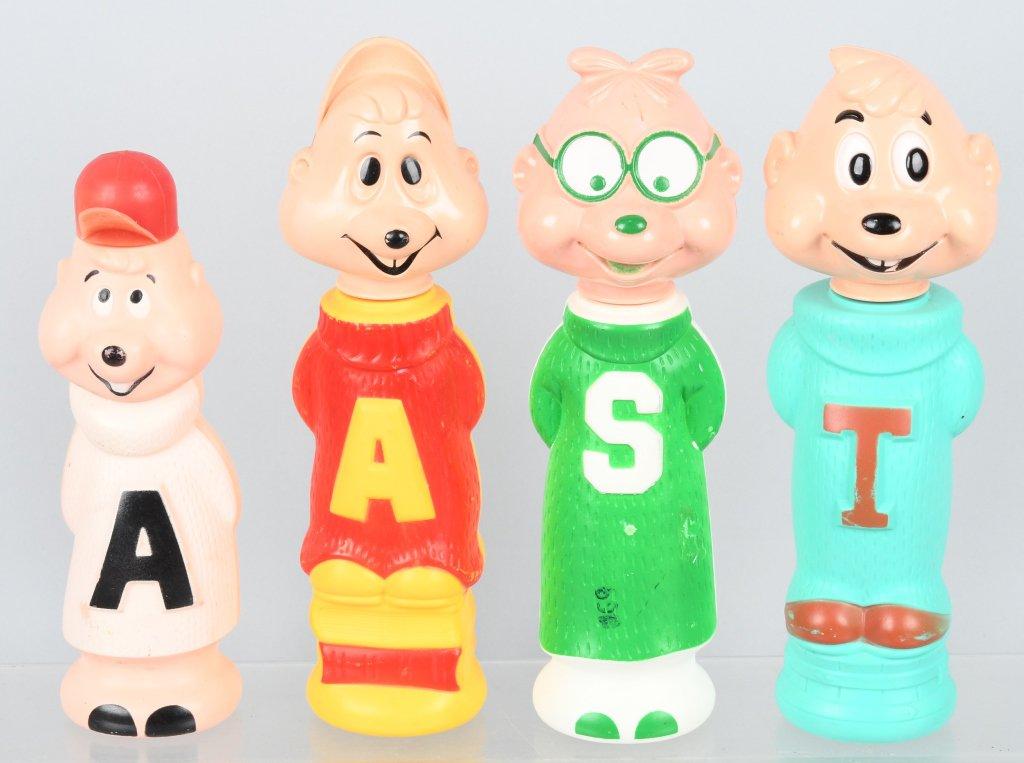 4-ALVIN and CHIPMUNKS SOAKY FIGURAL BOTTLES