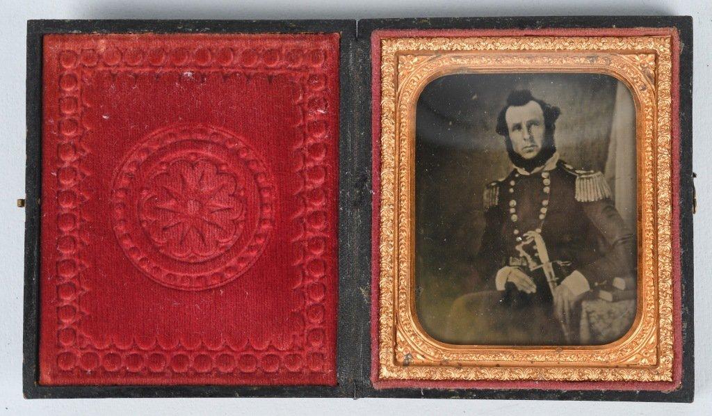 C1850S1/6TH AMBROTYPE HIGH RANKING ARMED OFFICER