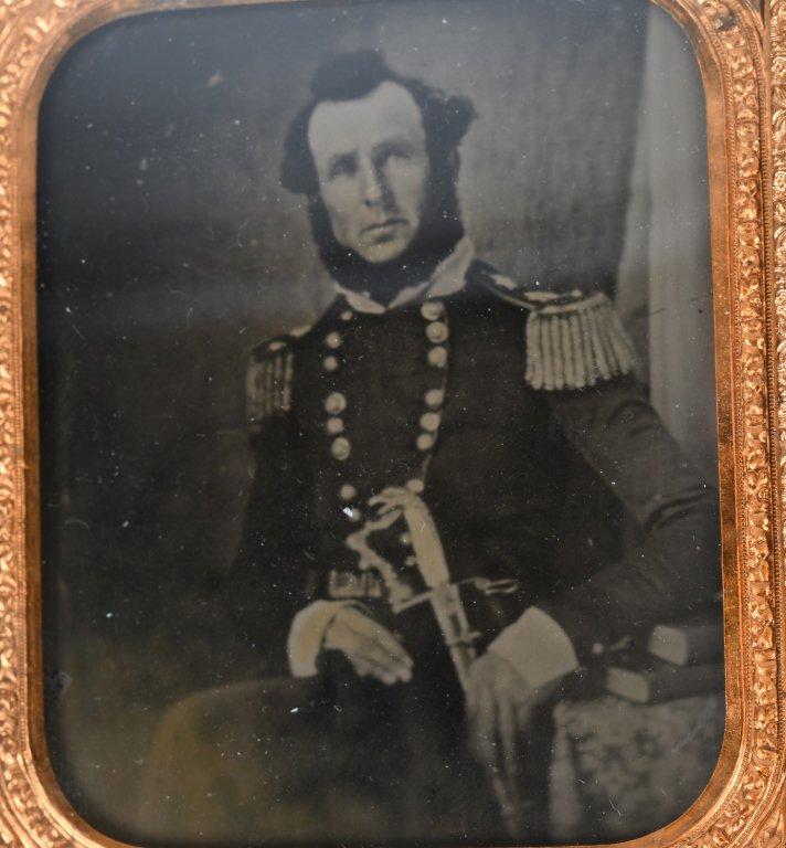 C1850S1/6TH AMBROTYPE HIGH RANKING ARMED OFFICER