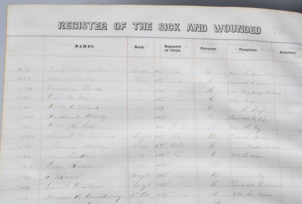 CIVIL WAR US HOSPITAL REGISTER 49TH NEW YORK VOLS