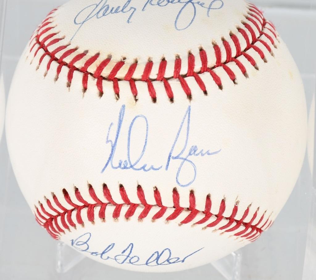 NOLAN RYAN, SANDY KOUFAX & BOB FELLER SIGNED BALL