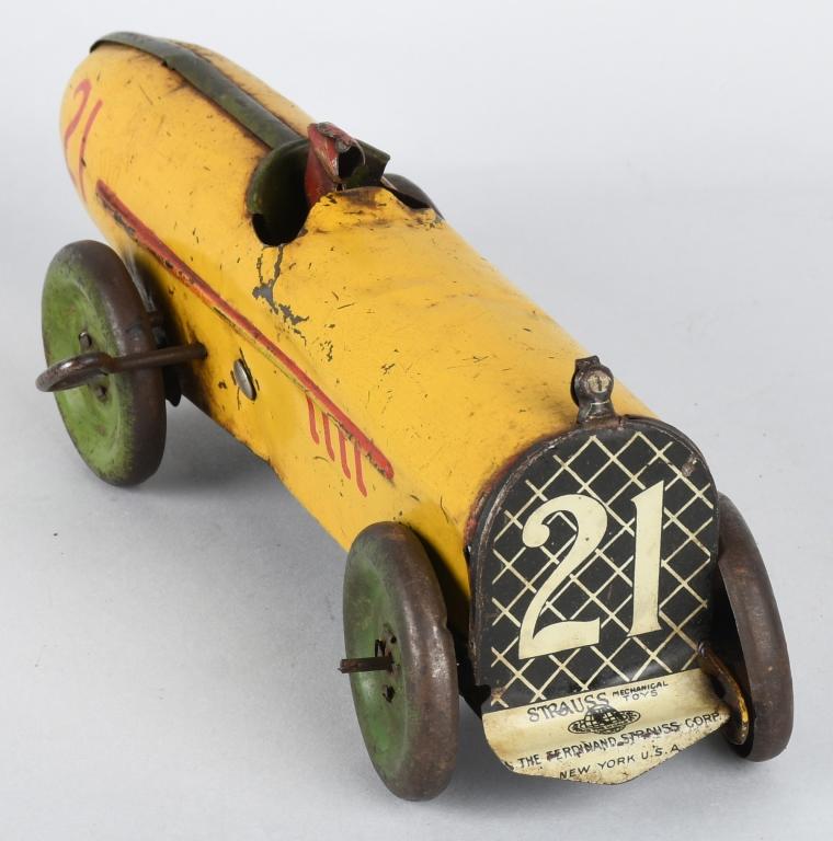 2- TIN windup RACE CARS, MARX and STRAUSS