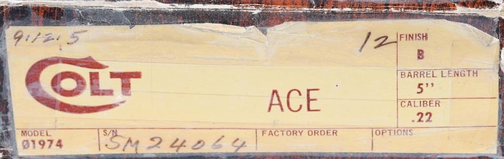 COLT ACE, SERVICE MODEL. .22LR, BOXED 1979