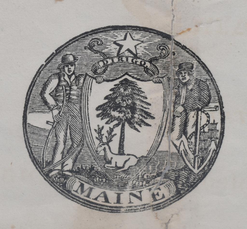 1824 MAINE MILITIA DOCUMENT - WITH STATE SEAL