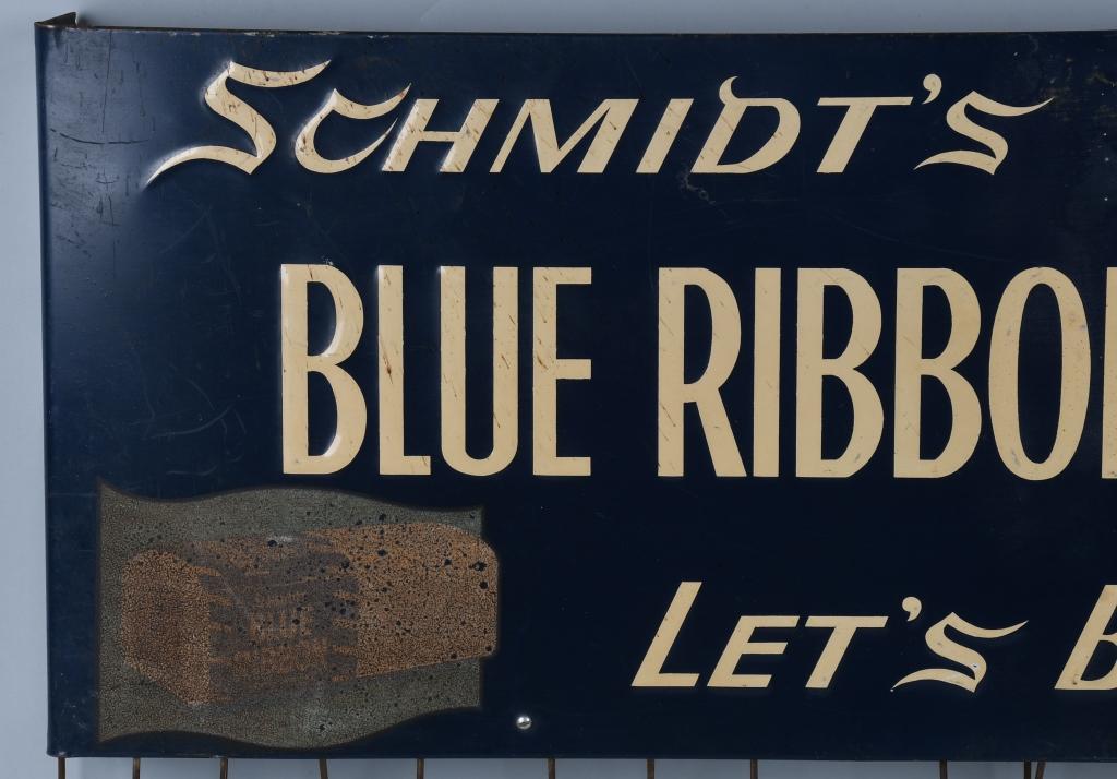 SCHMIDT'S BLUE RIBBON BREAD TIN DISPLAY SIGN