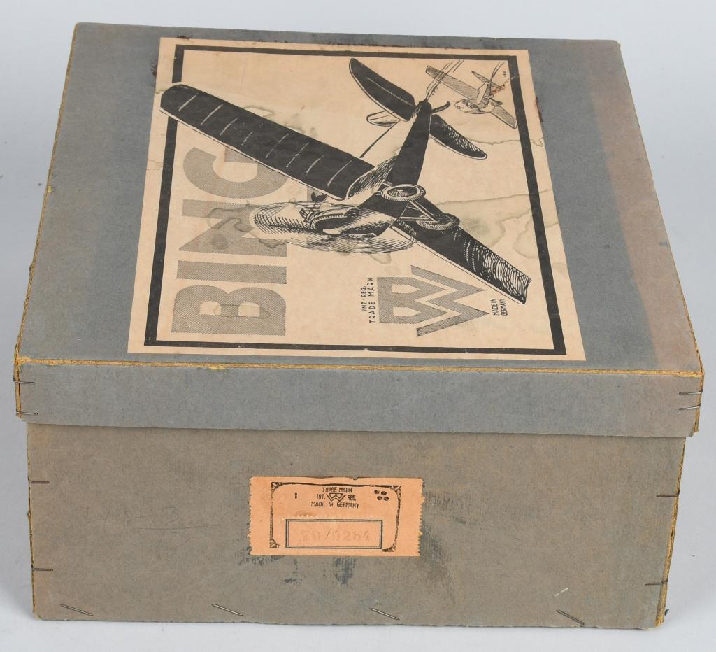 BING TIN WINDUP AIRPLANE w/ TOWER BOXED