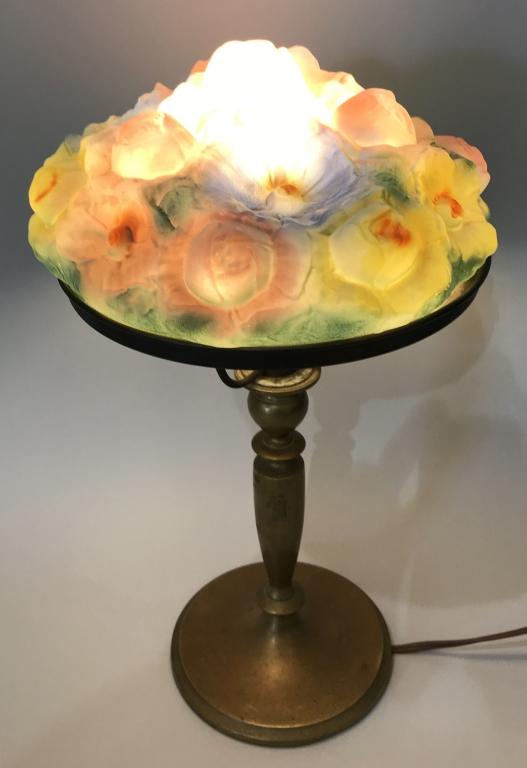 PAIRPOINT FLORAL PUFFY BOUDOIR LAMP