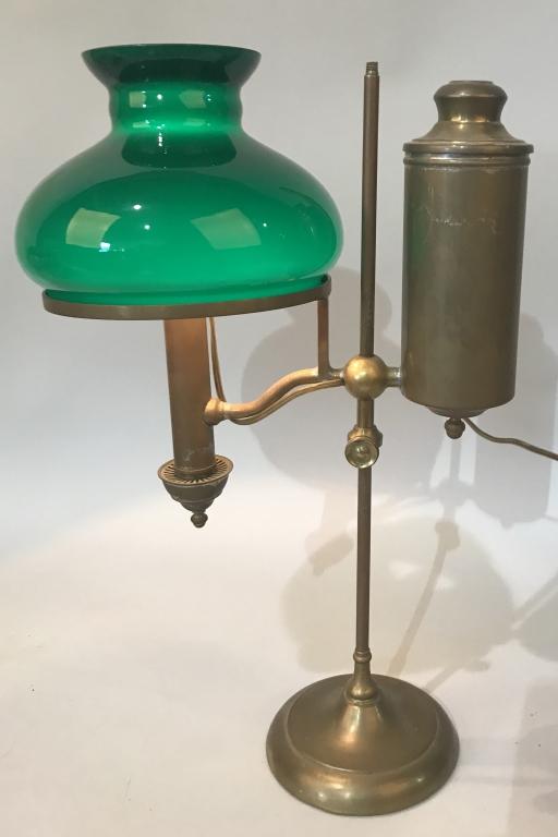BRASS OIL STUDENT LAMP ELECTRIC CONVERSION