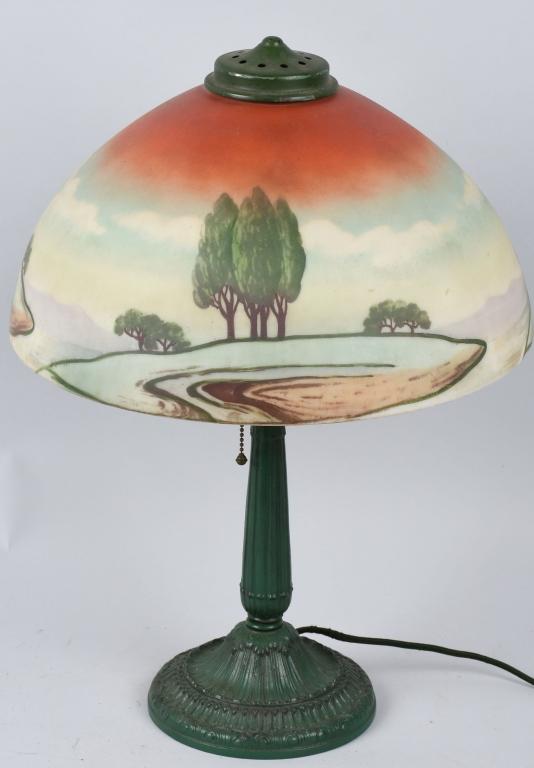 PAINTED MILK GLASS TABLE LAMP