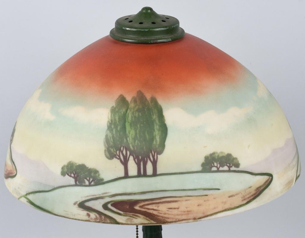 PAINTED MILK GLASS TABLE LAMP