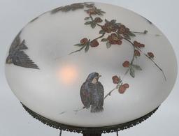 HANDEL CHIPPED ICE w/ BIRDS TABLE LAMP "SIGNED"