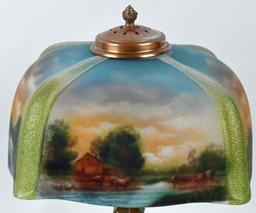 PITTSBURGH REVERSE PAINTED FARM LANDSCAPE LAMP