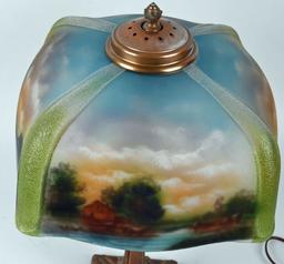 PITTSBURGH REVERSE PAINTED FARM LANDSCAPE LAMP