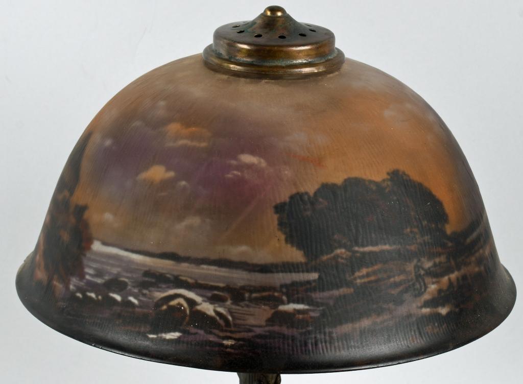 CHIPPED ICE REVERSE PAINTED COASTAL SCENE LAMP