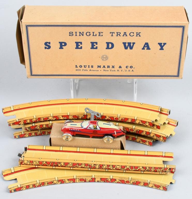 MARX Tin Windup SINGLE SPEEDWAY w/ BOX