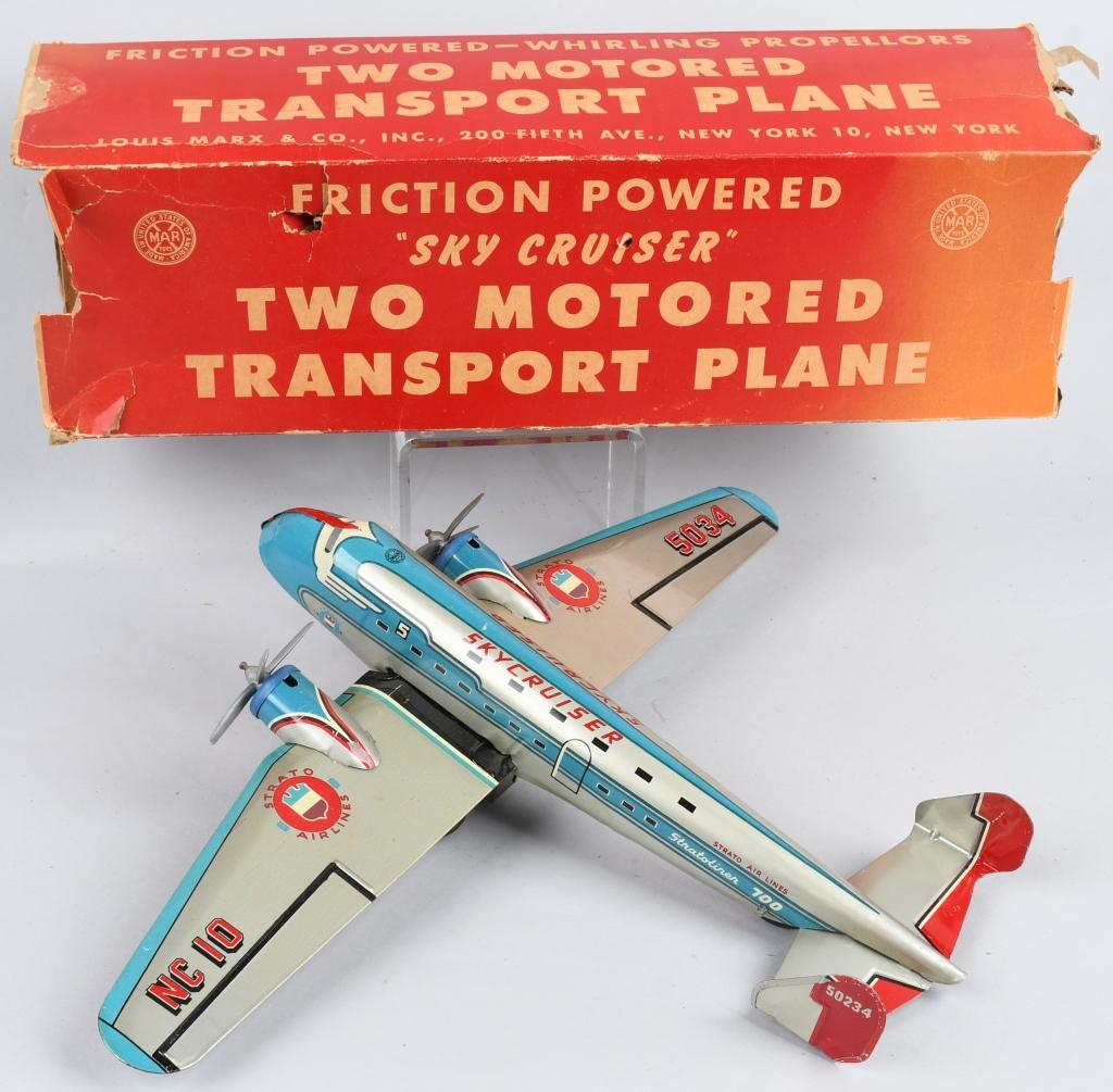 MARX Tin Friction SKY CRUISER AIRPLANE w/ BOX