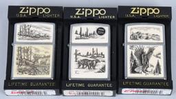 6- ZIPPO SCRIMSHAW LIGHTERS