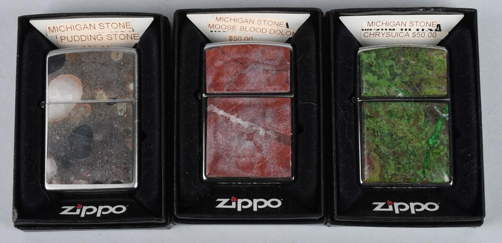 6- ZIPPO MICHIGAN STONE LIGHTERS