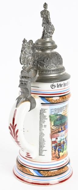 GERMAN LITHOPANE REGIMENTAL STEIN BAVARIAN GARDE