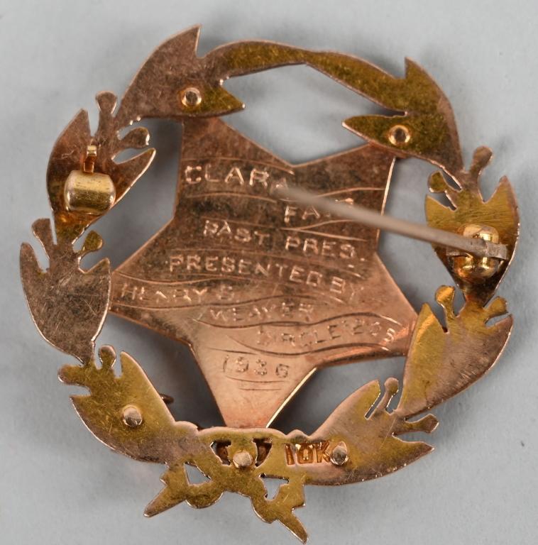 LADIES OF THE GAR GOLD PRESIDENTS BADGE CIVIL WAR