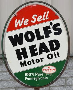 We Sell Wolf's Head Motor Oil Metal Sign